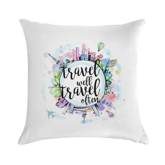 Travel Well, Travel Often Soft Washable Throw Pillow