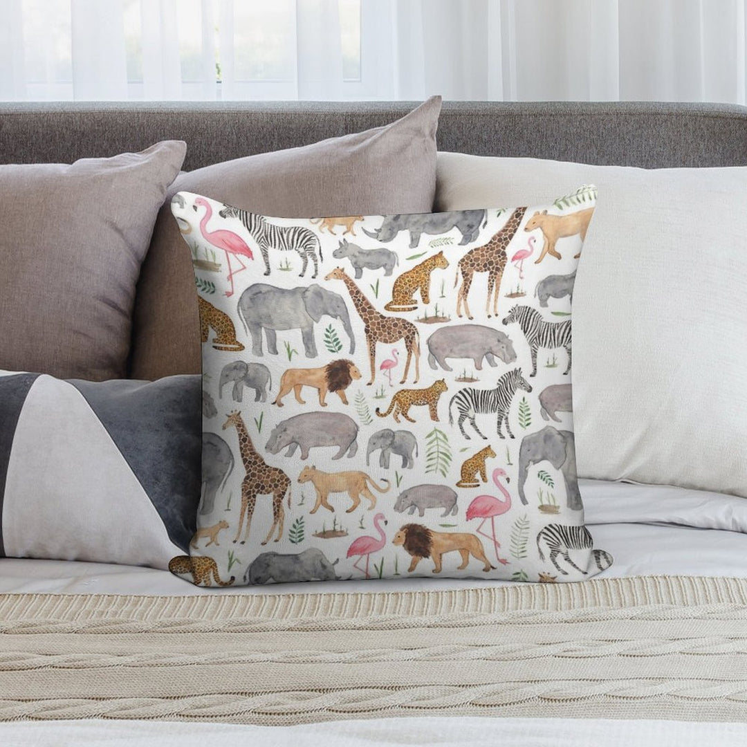 Safari Animals Soft Decorative Cover Throw Pillow