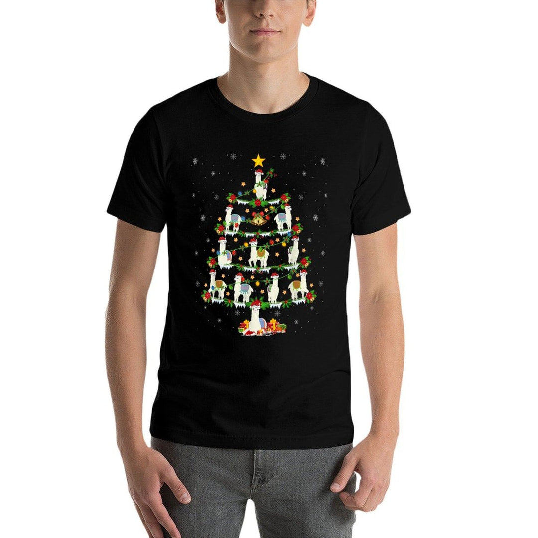 Holiday Xmas Lighting Santa Llama Christmas Tree  Durable T-Shirt