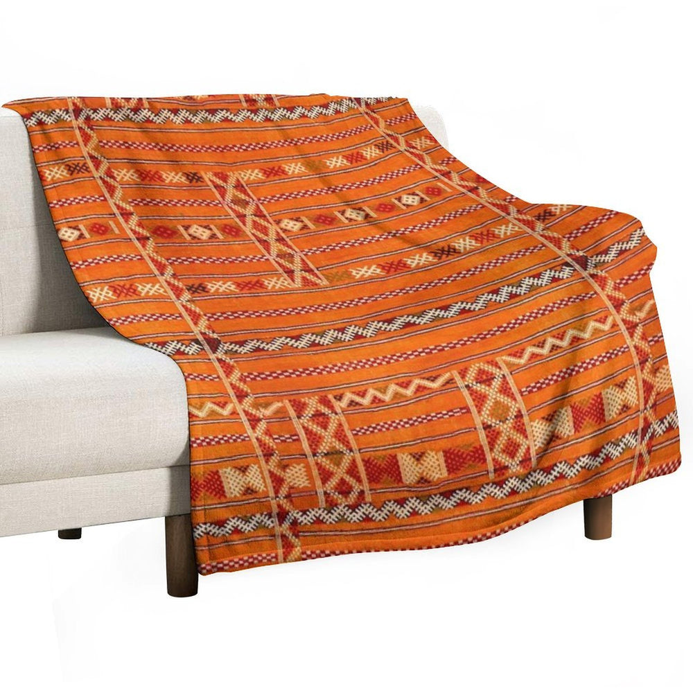 Vintage Moroccan Pattern - Sunset Colors Travel-friendly Throw Blanket