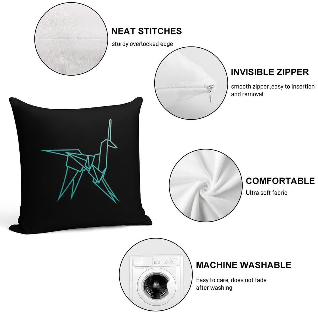 Blue Blade Runner Origami Unicorn Soft Fade-Resistant Throw Pillow