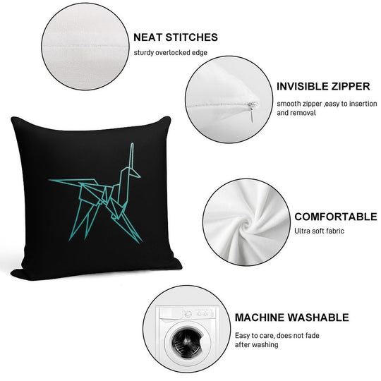 Blue Blade Runner Origami Unicorn Soft Fade-Resistant Throw Pillow