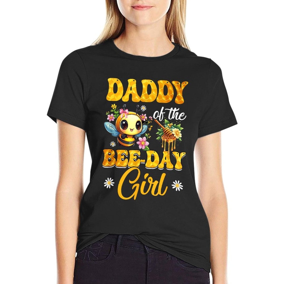 Daddy Of The Birthday Girl Bee Family Birthday Party  Rolled Sleeves T-Shirt