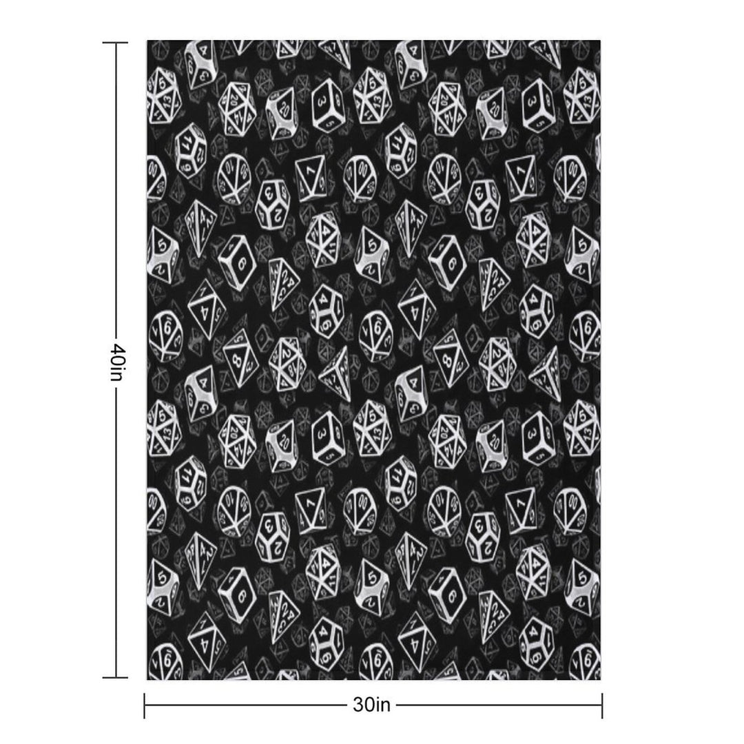 D20 Dice Set Pattern (White) Quick-dry Throw Blanket