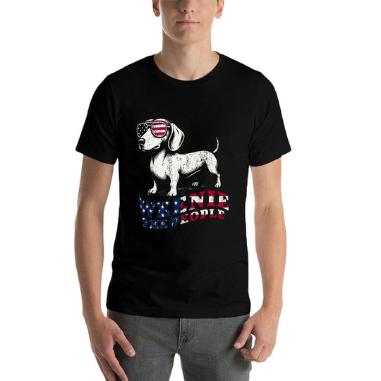 Weenie The People Dachshund 4th of July Patriotic Funny Premium  Vintage-inspired T-Shirt
