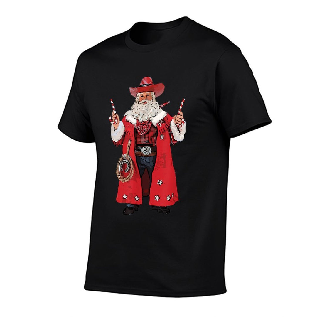Retro Merry Christmas Howdy Santa Cowboy Western Santa  Slim-fit Cut T-Shirt