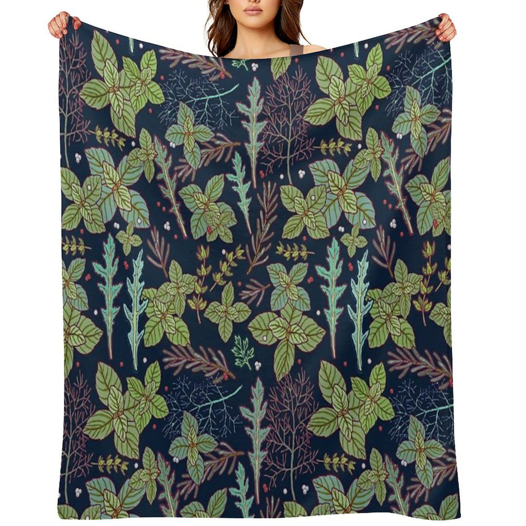 Dark Herbs Pattern Comfort Throw Blanket