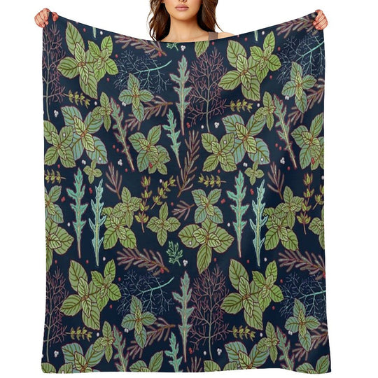 Dark Herbs Pattern Comfort Throw Blanket