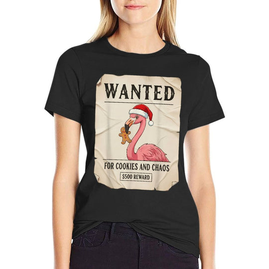 Wanted for Cookies And Chaos Funny Flamingo Christmas Pajama  Slim-fit Cut T-Shirt