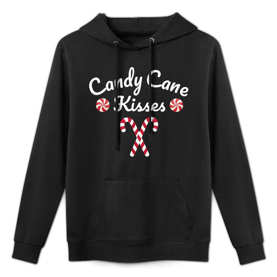 Candy Cane Kisses T - Christmas Holiday Candy Cane Medium-Weight Fabric Hoodie