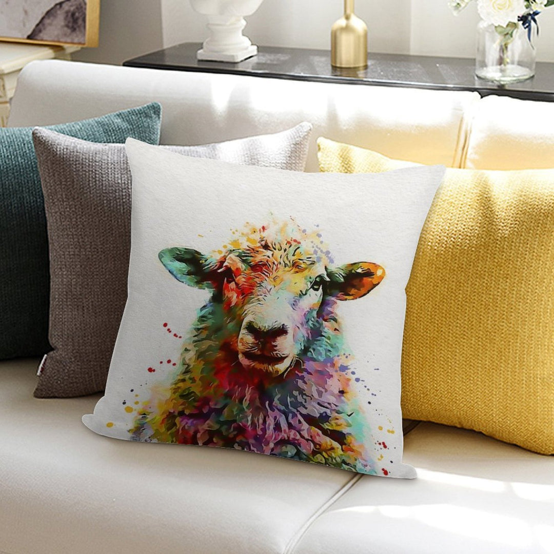 Sheep Watercolor Soft Hidden Zipper Throw Pillow