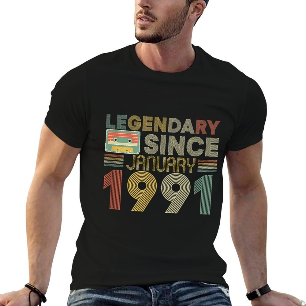 Legendary Since Tape Bday January 1991 30th Birthday  Summer-ready Fabric T-Shirt