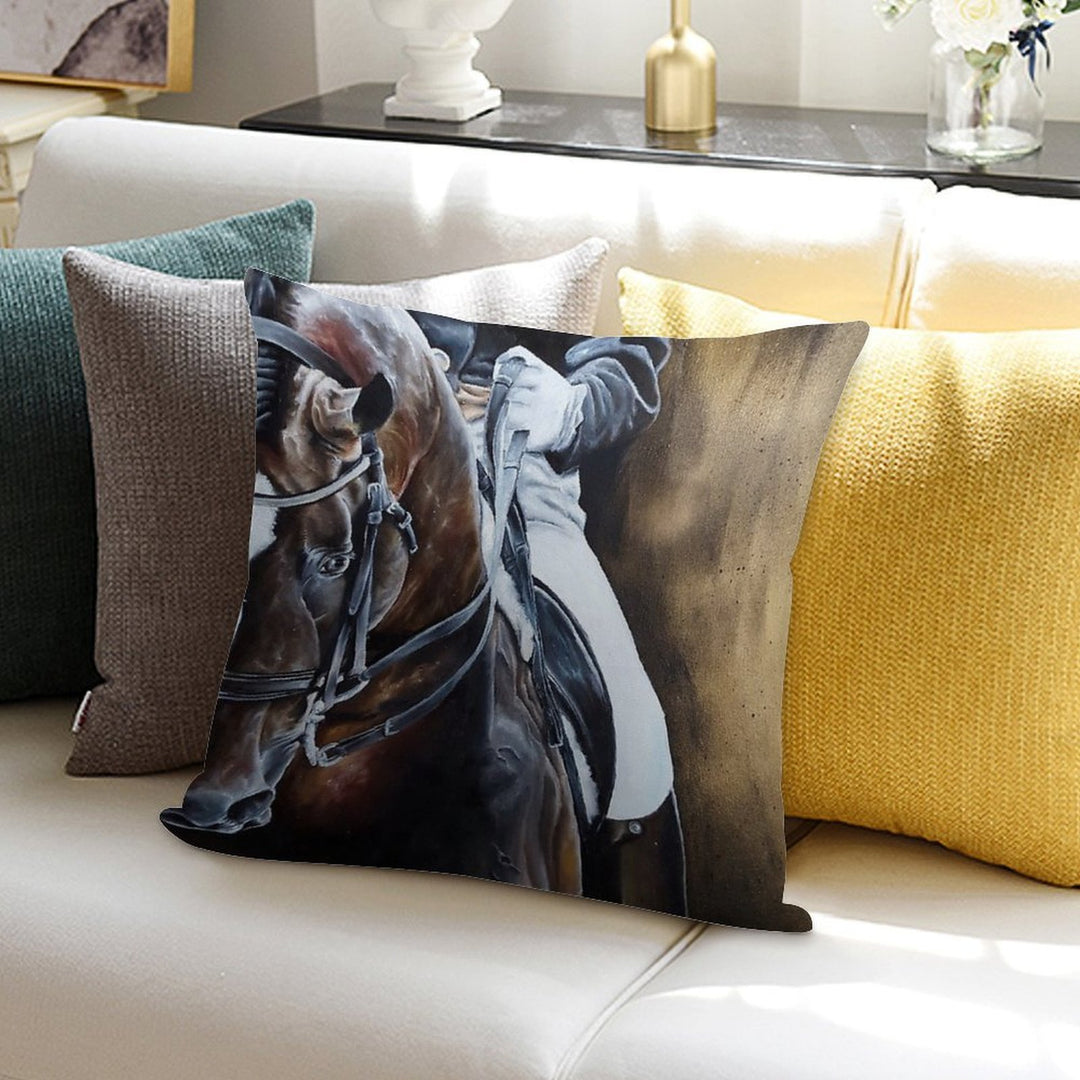 Dressage Horse on Gold Soft Warmth Comfort Throw Pillow