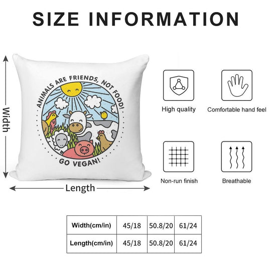 Animals Are Friends, Not Food! Go Vegan! Soft Warmth Comfort Throw Pillow