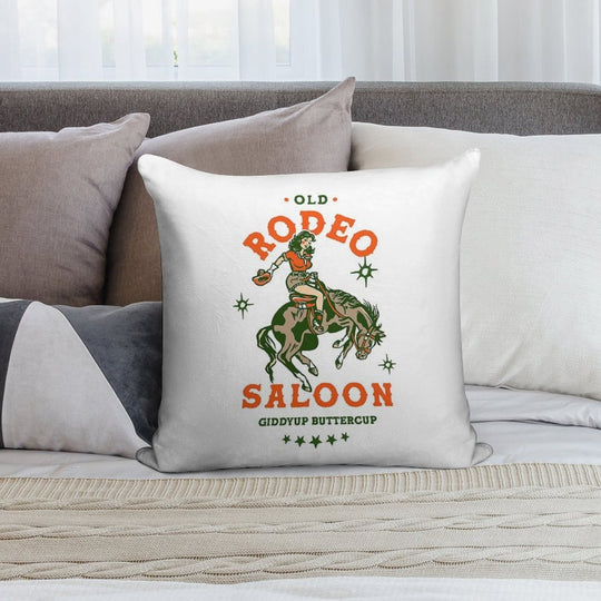 Old Rodeo Saloon Giddyup Buttercup. Vintage Cowgirl Pinup Soft Bedroom Essential Throw Pillow