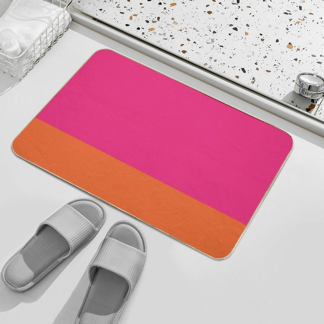 Hot Neon Pink And Orange Pop Minimalist Solid Color Block  Eco-Friendly Bath Mat