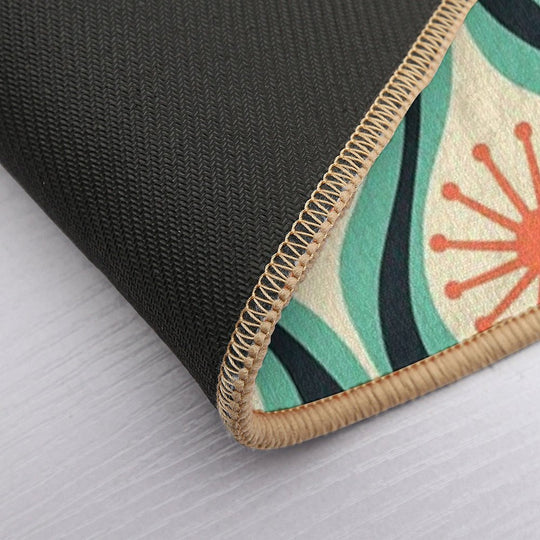 Mid Century Modern Atomic Drops Teal Orange Black Pattern  Multi-Purpose Bath Mat