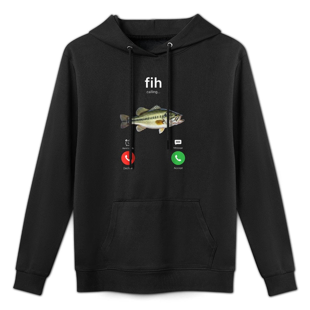Fih Calling Decline Accept Phone Call Funny Fish Cotton-Polyester Blend Hoodie