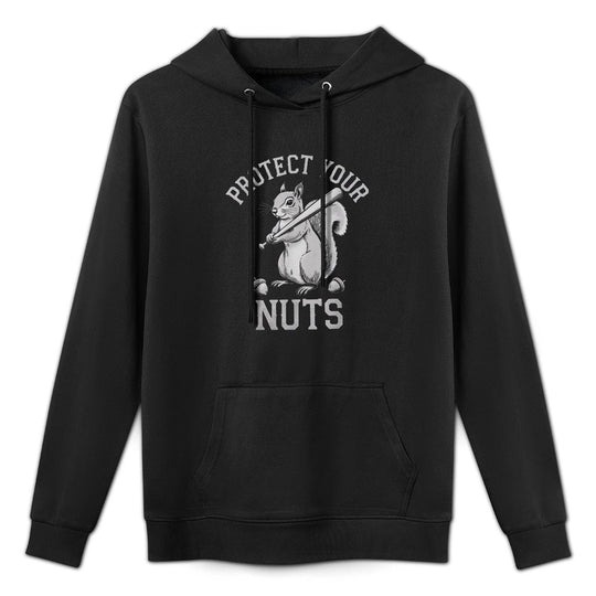 Protect Your Nuts Funny Squirrel Baseball Bat Medium-Weight Fabric Hoodie