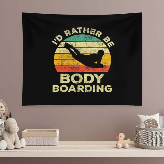 I’d Rather Be Body Boarding Bodyboarding Vintage Gift For Body Boarders Tapestry