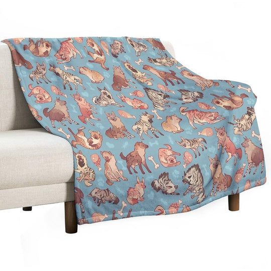 Hyenas in Cerulean Lightweight Throw Blanket