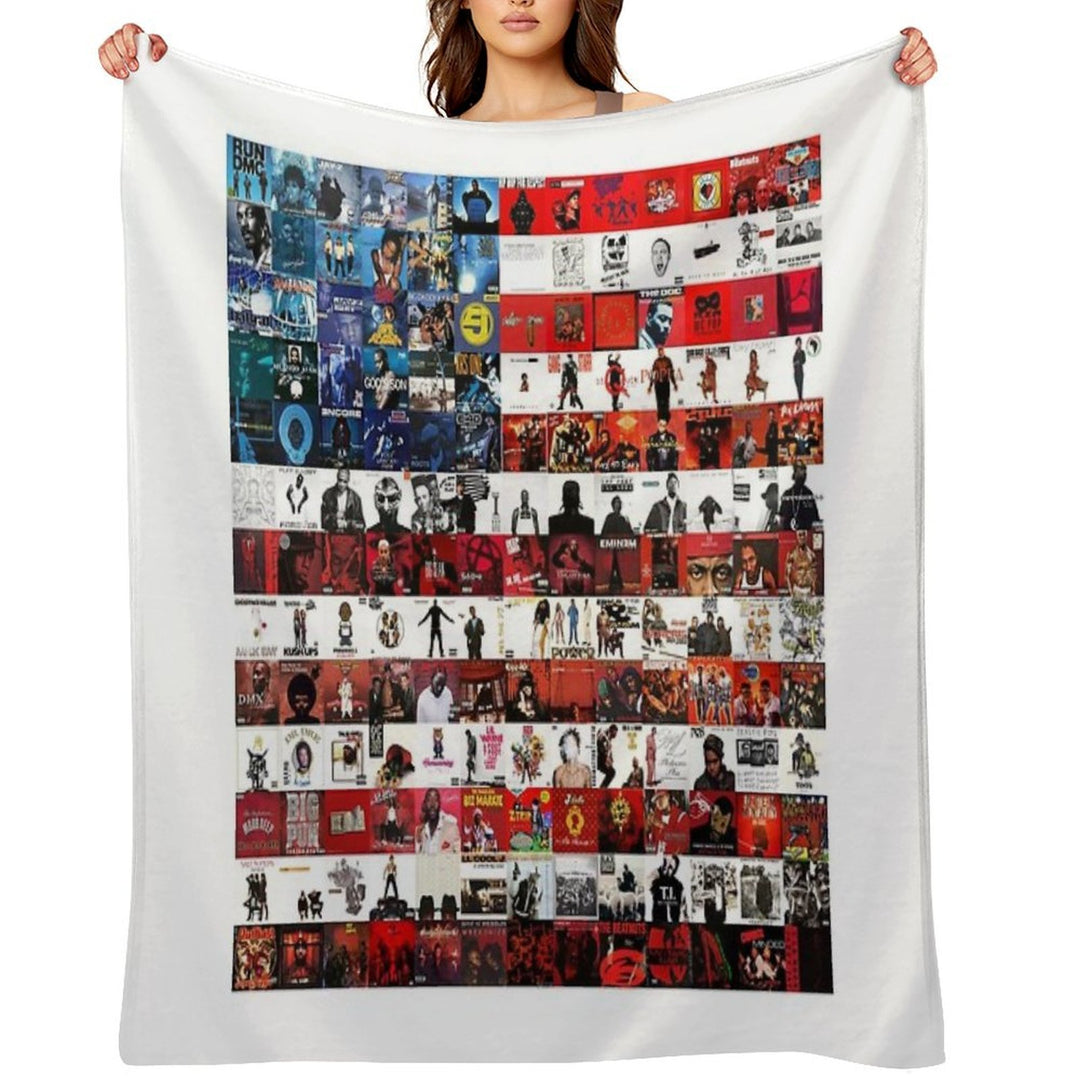 Hip Hop Album Cover Collage Flag Velvety-soft Throw Blanket