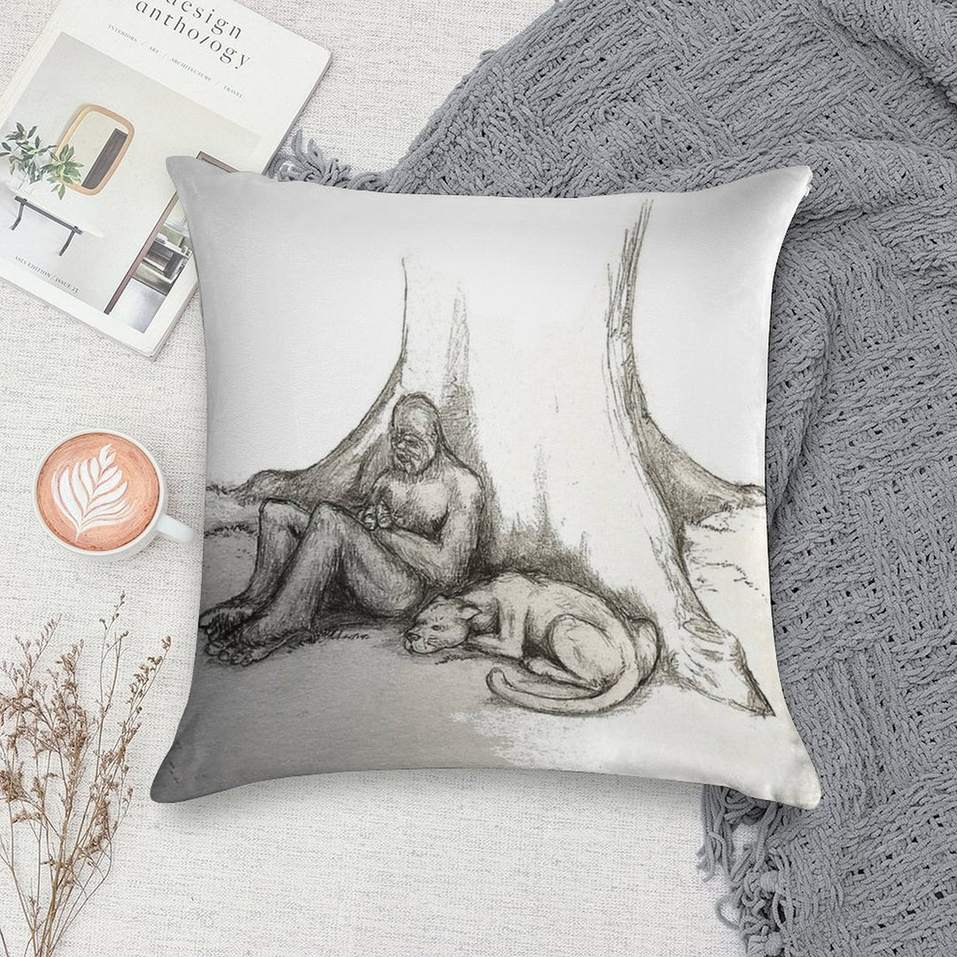 Bigfoot And Cougar Soft Washable Throw Pillow