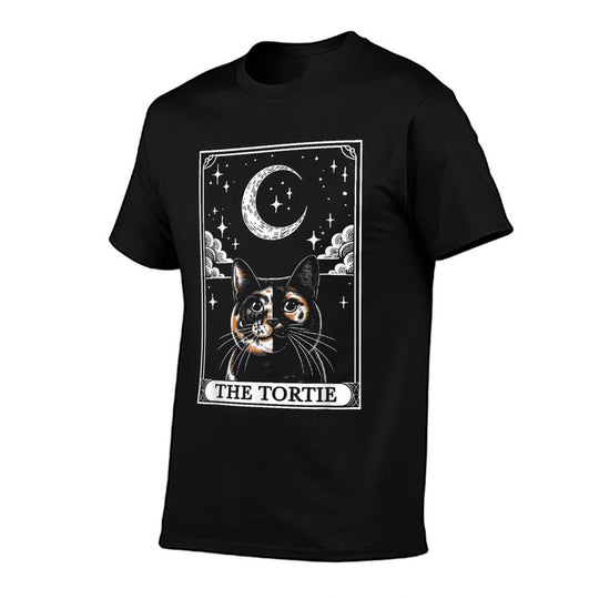 Tarot Card Vintage Crescent Moon Tortie Cat Mom Cat Lovers  Durable T-Shirt