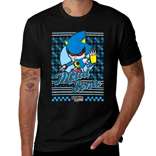Sonic The Hedgehog Christmas Metal Sonic Ugly Sweater  Eco-friendly Material T-Shirt