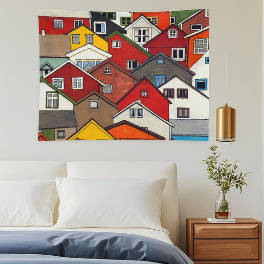 Colourful Houses Tapestry