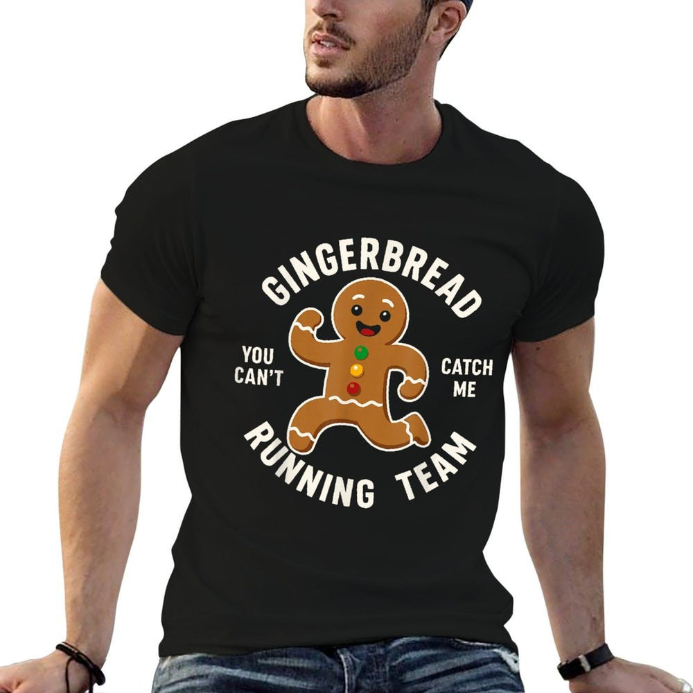 Xmax Running Gingerbread Man Costume, Running Team Christmas  Heathered Texture T-Shirt