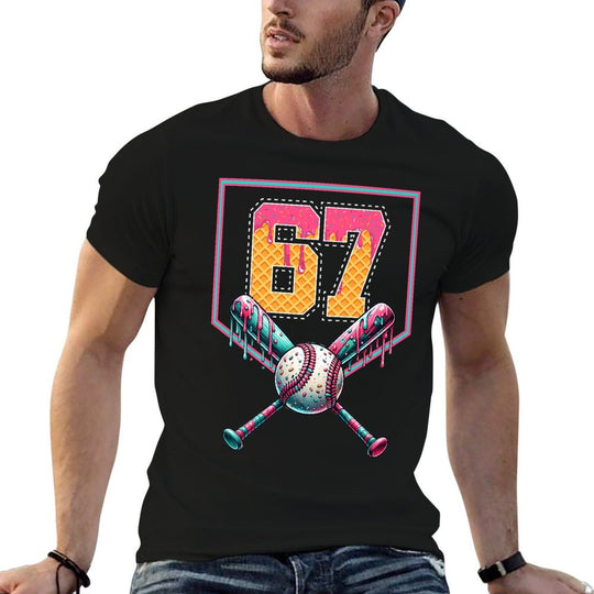 Baseball Drip Number 67 Player Or 67th Birthday Premium  Versatile T-Shirt