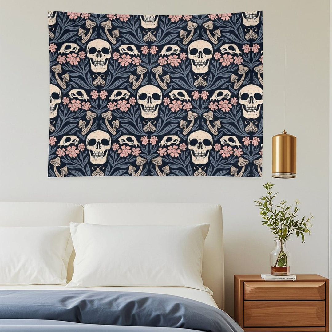 Dark Botanical Skulls – Dark Academia – Enchanted Forest Tapestry