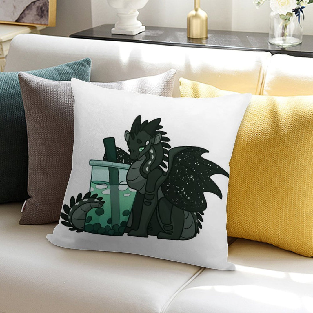 Moon with Boba Soft Hidden Zipper Throw Pillow