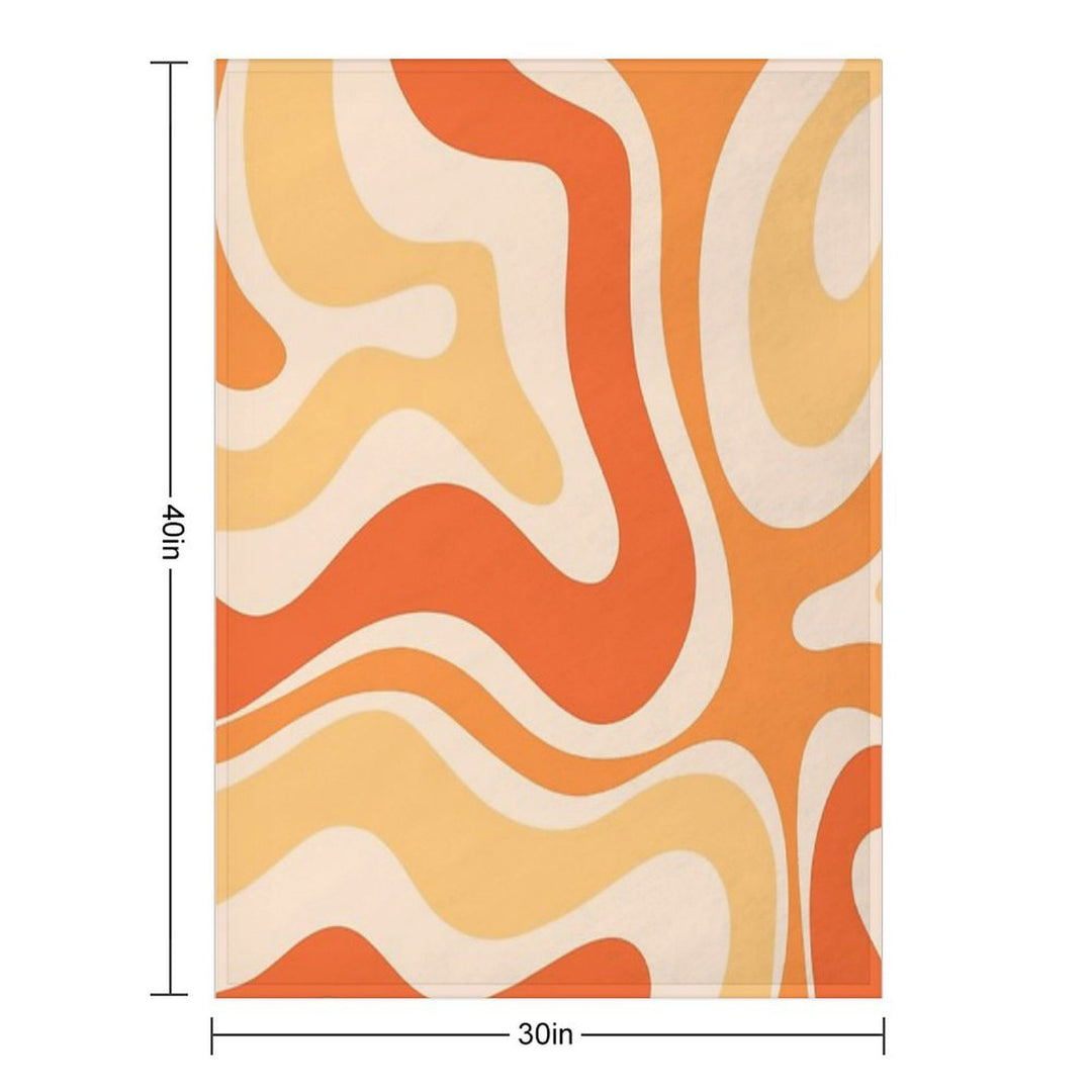 Retro Modern Liquid Swirl Abstract Pattern Square in Orange And Tangerine Tones Durable Throw Blanket