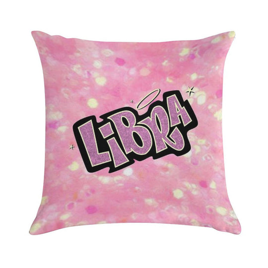 Libra Bratz Style - Iconic Pink Glitter Font Logo Cute Y2k Aesthetic Soft Decorative Cover Throw Pillow