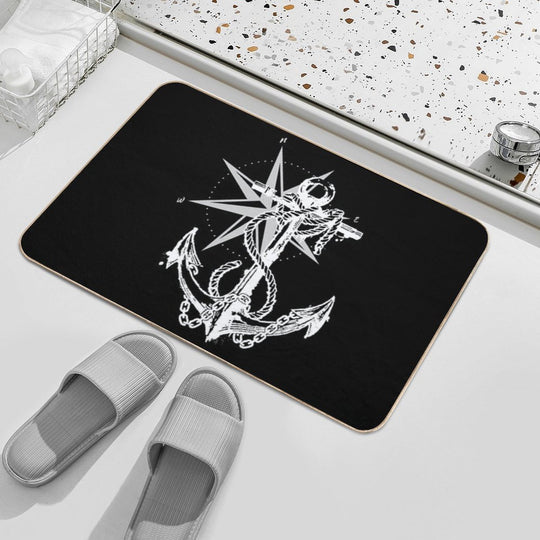 Anker Compass Design Maritime Nautical  Slip-Resistant Bath Mat