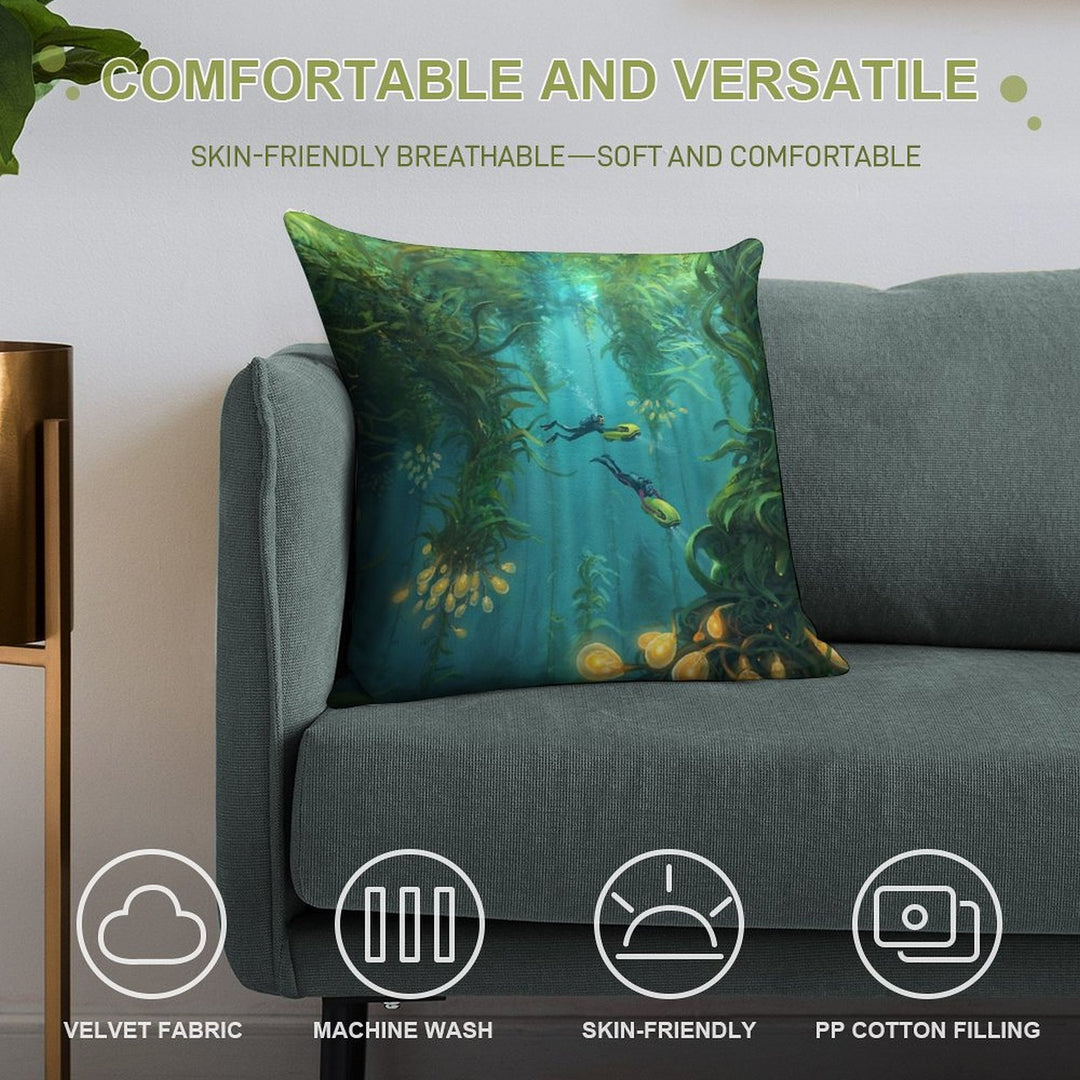 Exploring The Kelp Forest Soft Gift Ready Throw Pillow