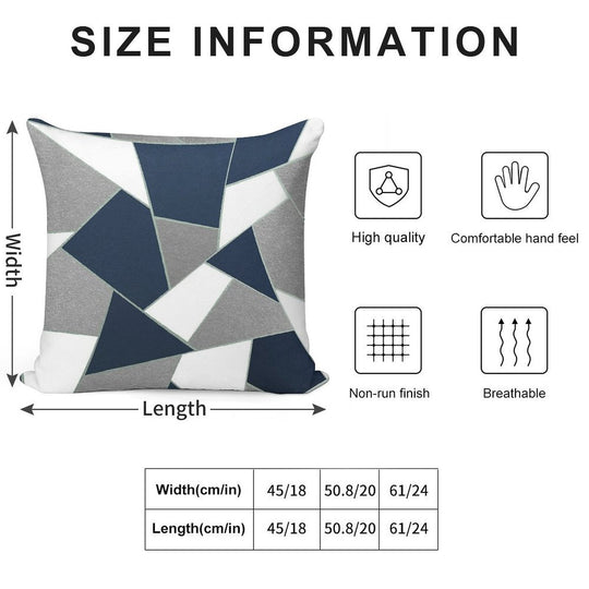 Navy Blue Gray White Mint Geometric Glam #1 #geo #decor #art Soft High-Density Material Throw Pillow