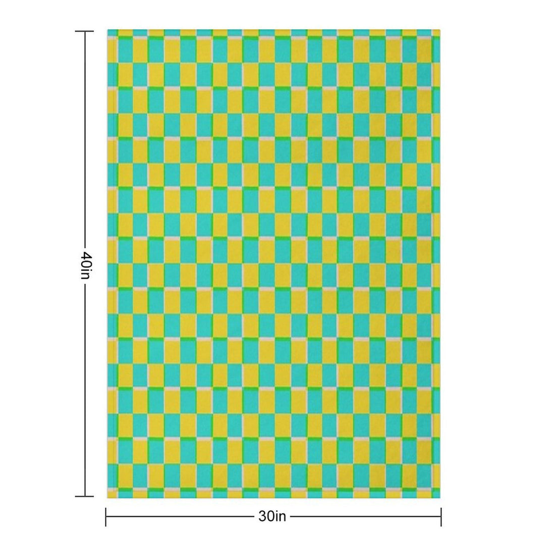 Turquoise And Yellow Checkerboard Pattern Easy Care Throw Blanket