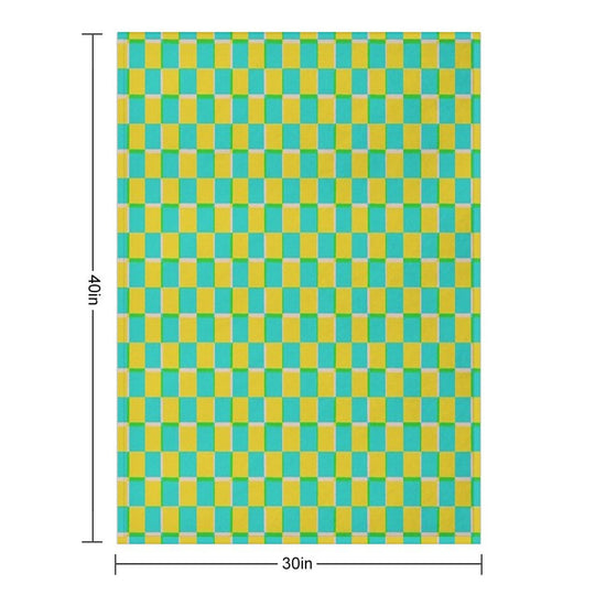 Turquoise And Yellow Checkerboard Pattern Easy Care Throw Blanket