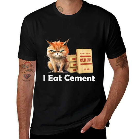 I Eat Cement Cursed Cat Funny Oddly Specific Meme  Slim-fit Cut T-Shirt
