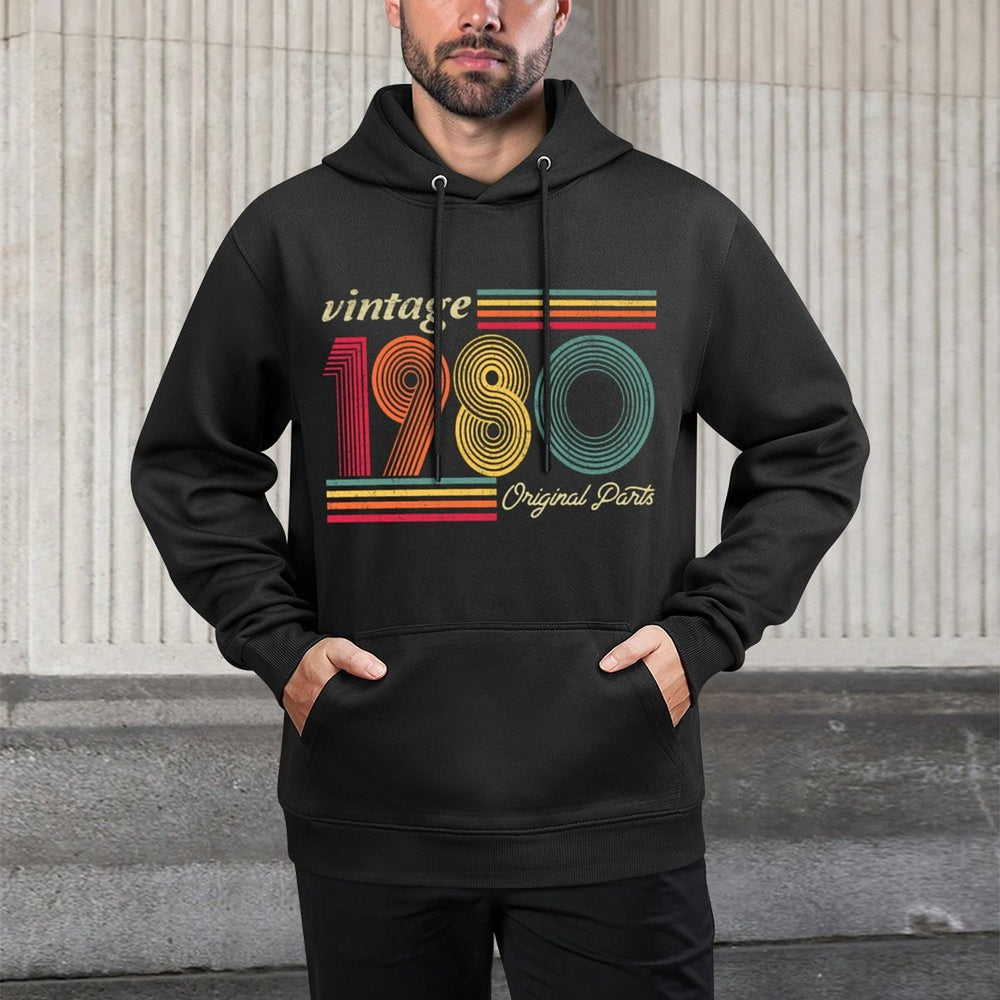 1980 40th Birthday Gift Vintage Retro Men Women 40 Years Old Versatile Streetwear Hoodie