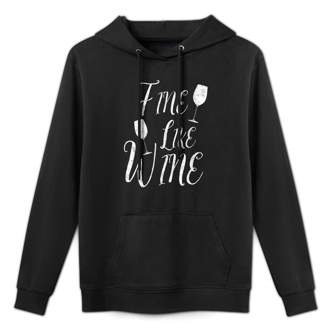 Womens 50 Year Old Gift Fine Like Wine Word Happy 50th Birthday Kangaroo Pocket Hoodie