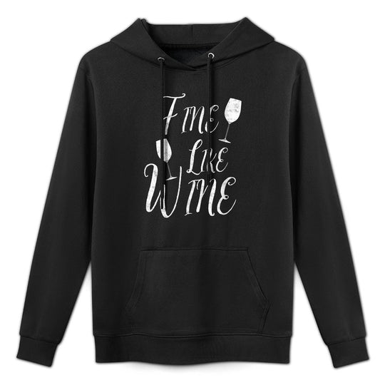 Womens 50 Year Old Gift Fine Like Wine Word Happy 50th Birthday Kangaroo Pocket Hoodie