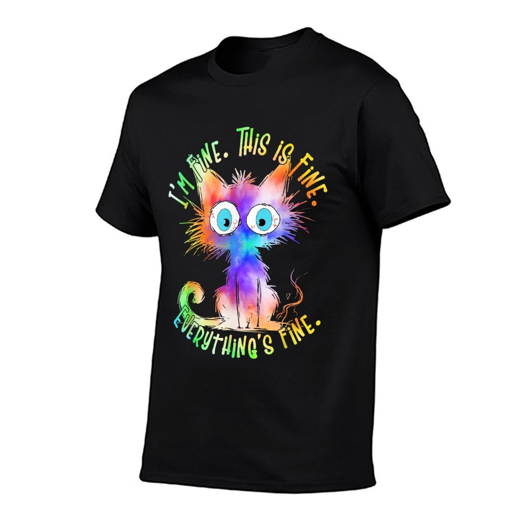 Tie Dye Black Cat Its Fine Im Fine Everything Is Fine Women  Trendy Pattern T-Shirt