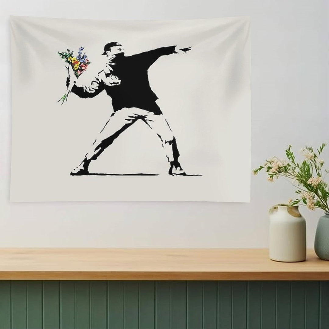 Banksy - Flower Thrower Tapestry