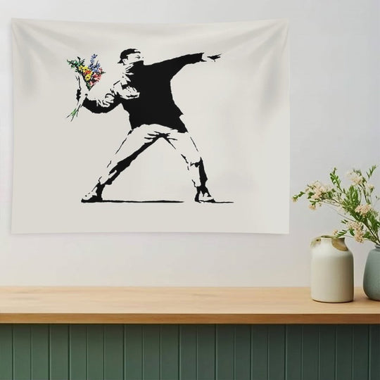 Banksy - Flower Thrower Tapestry