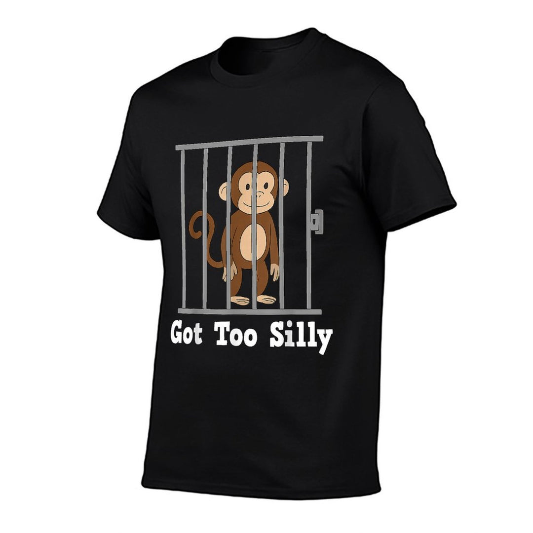 Funny Monkey Meme Got Too Silly Humor Gifts Men Women Kid  Oversized Silhouette T-Shirt