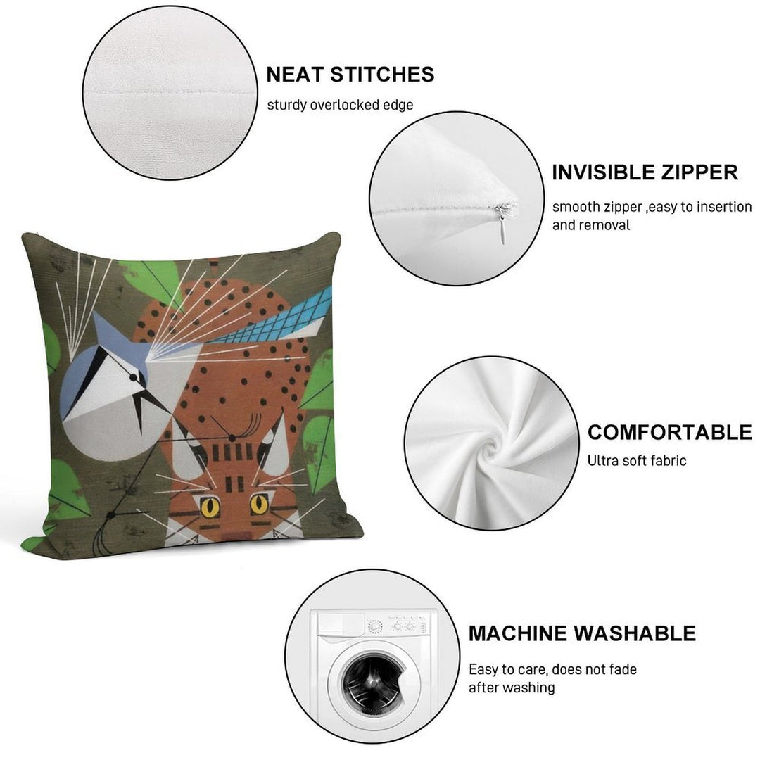 Charley Harper Style Soft Multiple Sizes Throw Pillow